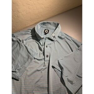 FootJoy Men's Golf Polo Shirt 3XL Stretch Lisle Pinstripe Preppy Performance